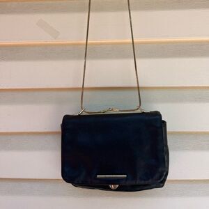 Mark by Mark Jakobs black purse, golden chain and latch, logo, about 8x6x2 in